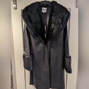 I.AM.GIA Faux Leather and Faux fur trimmed coat